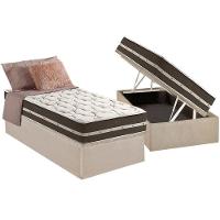 Cama Box Baú Solteiro: Colchão Molas Anjos Superlastic Classic + Base CRC Suede Clean(88x188) - 1