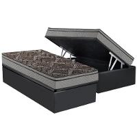 Cama Box Baú Solteiro: Colchão Anatômico Paropas D28 / EP Confort Firme+ Base CRC Suede Cinza(88x188) - 1