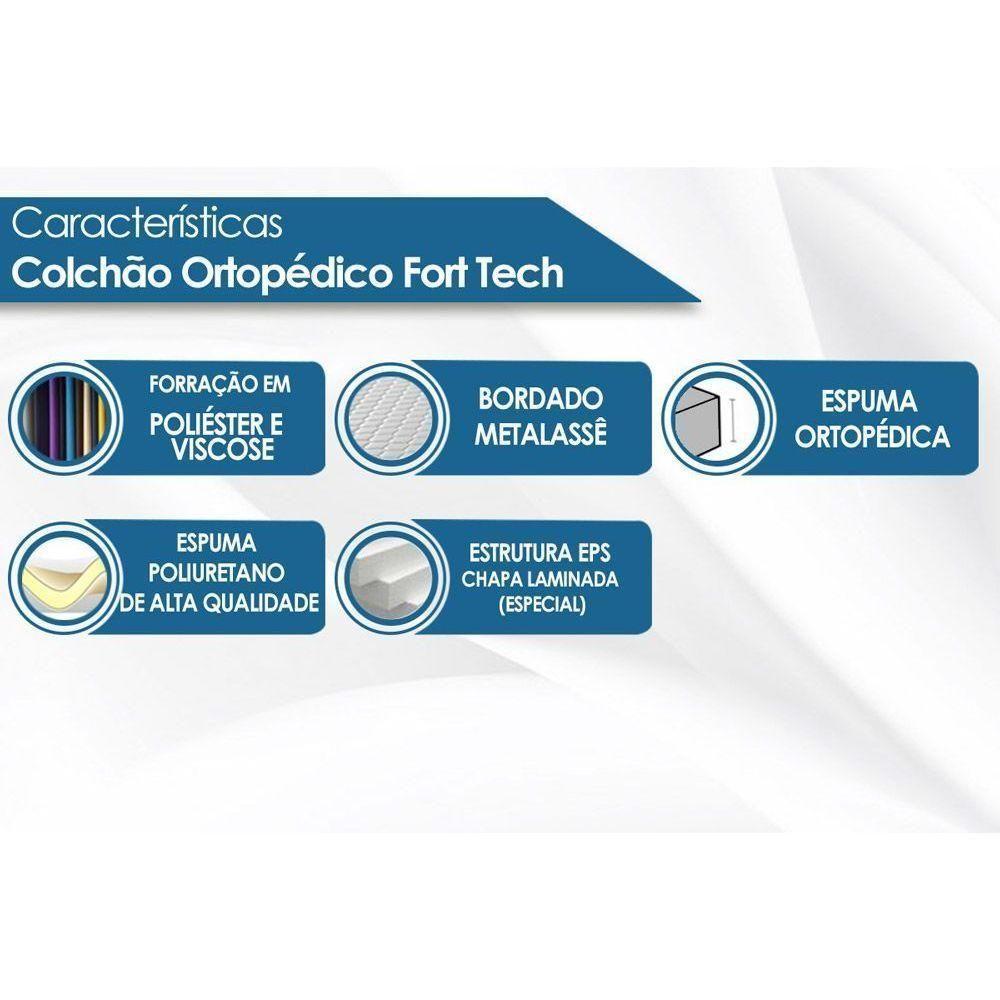 Cama Box Baú Solteiro: Colchão Anatômico Ortobom D28 / EP ISO 60 + Base CRC Suede Black(88x188) - 4