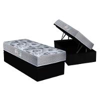 Cama Box Baú Solteiro: Colchão Anatômico Ortobom D28 / EP ISO 60 + Base CRC Suede Black(88x188) - 1