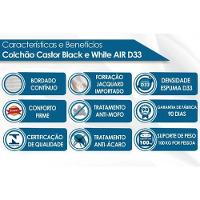 Cama Box Baú Solteiro: Colchão Espuma Castor D33 Black e White Air Euro Pillow + Base CRC Suede Clean(88x188)