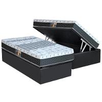 Cama Box Baú Solteiro: Colchão Molas Bonnel Castor System Class One Face + Base CRC Suede Gray(88x188) - 1