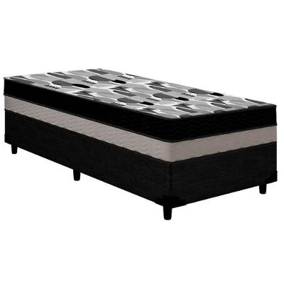 Cama Box Solteiro: Colchão Anatômico Ortobom D33-ep Iso 100 Double Face + Base Crc Courano Black