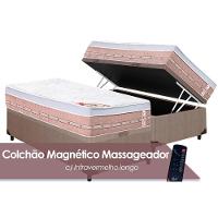 Cama Box Baú Solteiro: Colchão Espuma Castor Vibro Massagem Magnético Premium + Base CRC Courano Clean(88x188) - 1