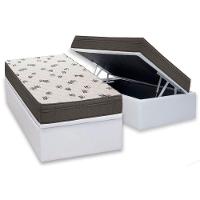Cama Box Baú Solteiro: Colchão Espuma D45 Ortobom Light + Base CRC Courano White(88x188) - 1