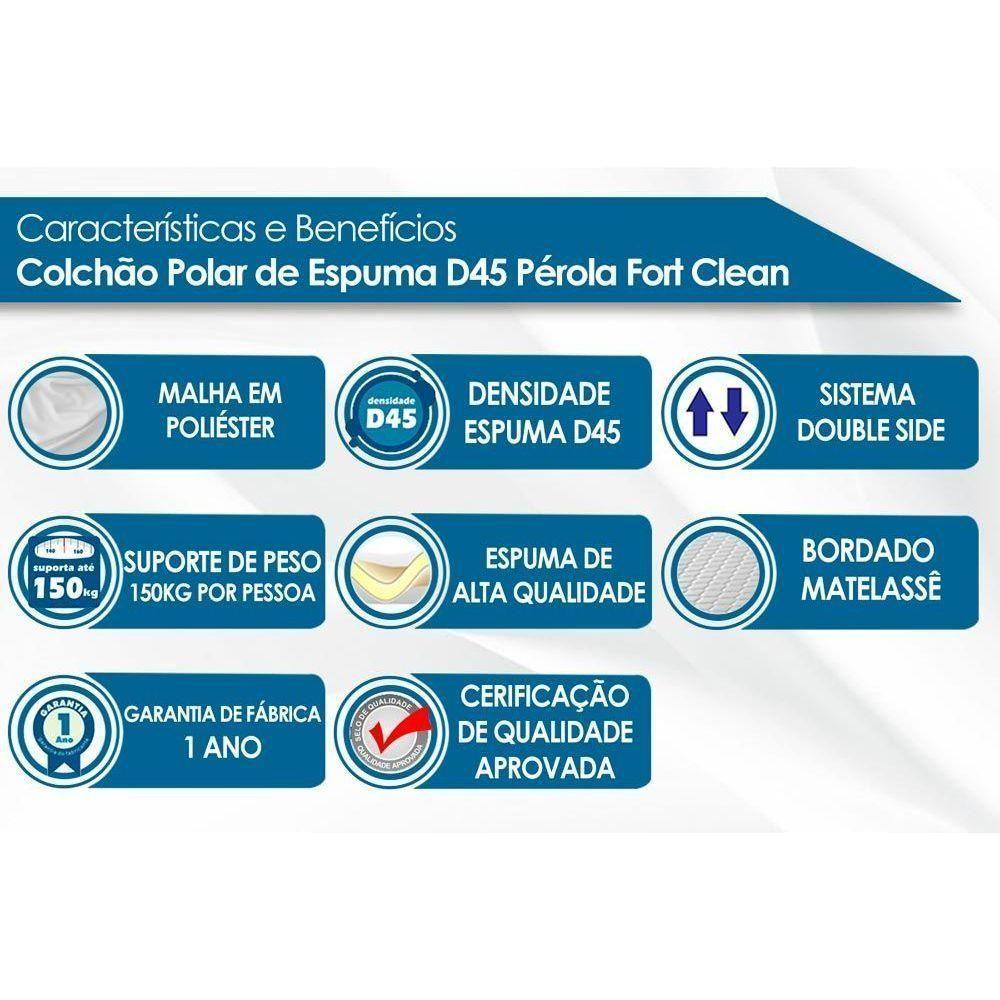 Cama Box Baú Solteiro: Colchão Espuma D45 Polar Pérola + Base CRC Suede Clean(88x188) - 3