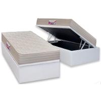 Cama Box Baú Solteiro: Colchão Espuma Herval D45 Top + Base CRC Courano Branco(88x188) - 1