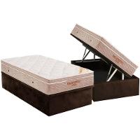 Cama Box Baú Solteiro: Colchão Espuma Ortobom D33 Viscoelástico Apollo Viscomemory + Base CRC Suede Brown(88x188) - 1