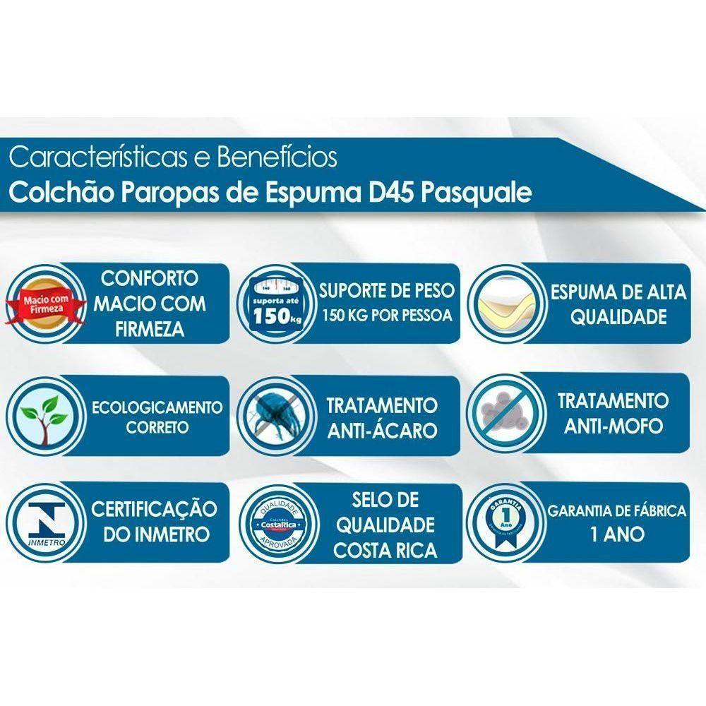 Cama Box Baú Solteiro: Colchão Espuma Paropas D23 Pasquale + Base CRC Suede Black(88x188) - 2