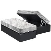 Cama Box Baú Solteiro: Colchão Espuma D33 Anjos Orthosono + Base CRC Suede Gray(88x188) - 1
