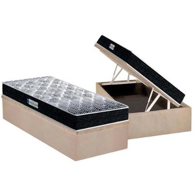 Cama Box Baú Solteiro: Colchão Anatômico Probel D33 / EP Firmepedic ProDormir Advanced Tech1500 Double Face + Base CRC Suede Clean(88x188)