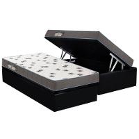 Cama Box Baú Solteiro: Colchão Espuma D33 Ortobom Light Saúde + Base CRC Courano Black(88x188) - 1