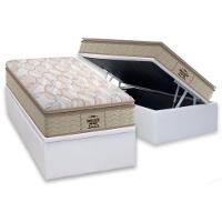 Cama Box Baú Solteiro: Colchão Anatômico Probel D33 / AG65 Guarda Costas Extreme Resistence Pillow Top + Base CRC Courano White(88x188) - 1