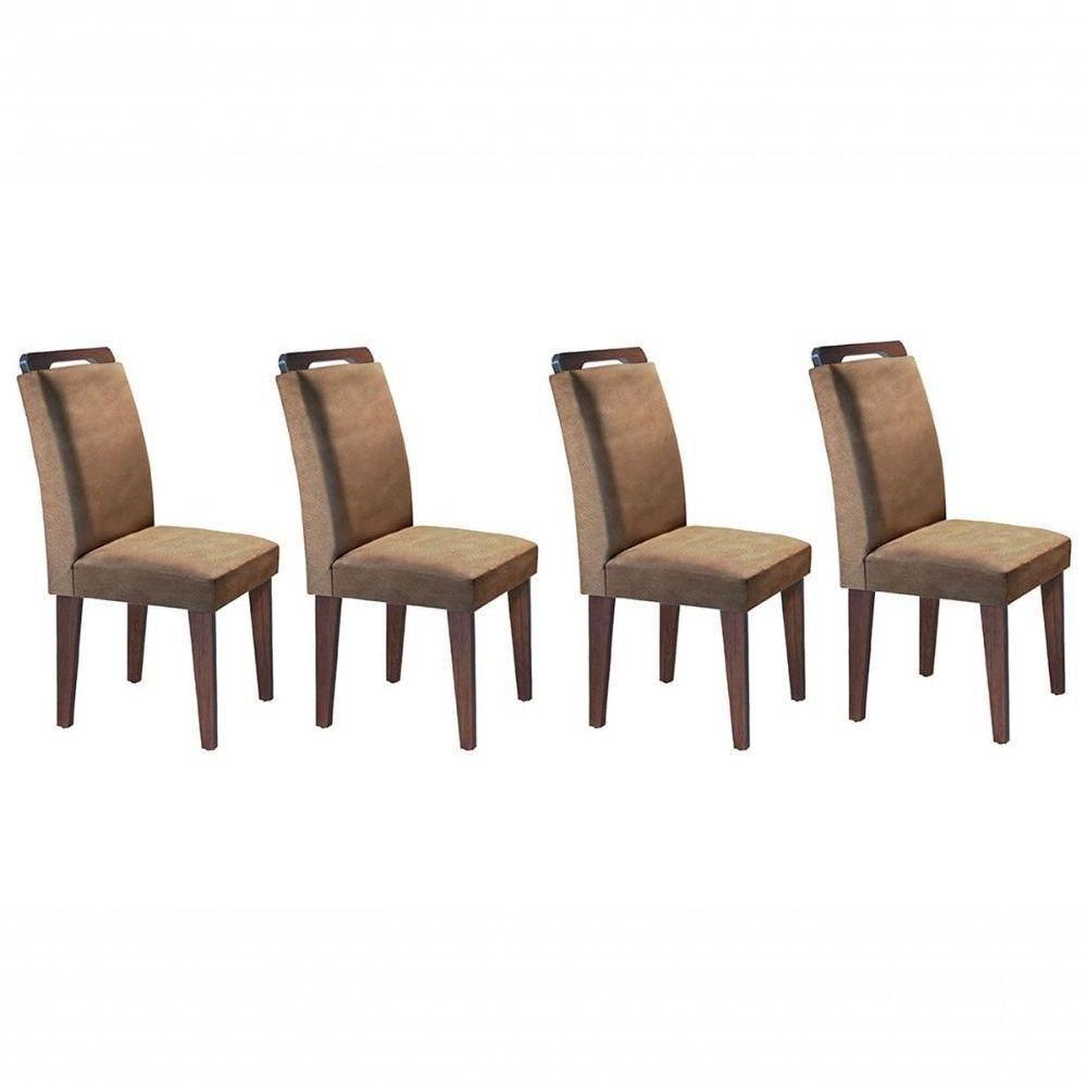 Kit 4 Cadeiras Sala Jantar Athenas  4 Un Capuccino/Linho Bege - Rufato - 1