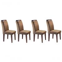 Kit 4 Cadeiras Sala Jantar Athenas  4 Un Capuccino/Linho Bege - Rufato - 1
