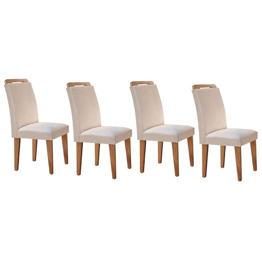 Kit 4 Cadeiras Sala Jantar Athenas 4 Un Capuccino/veludo Creme - Rufato - 1