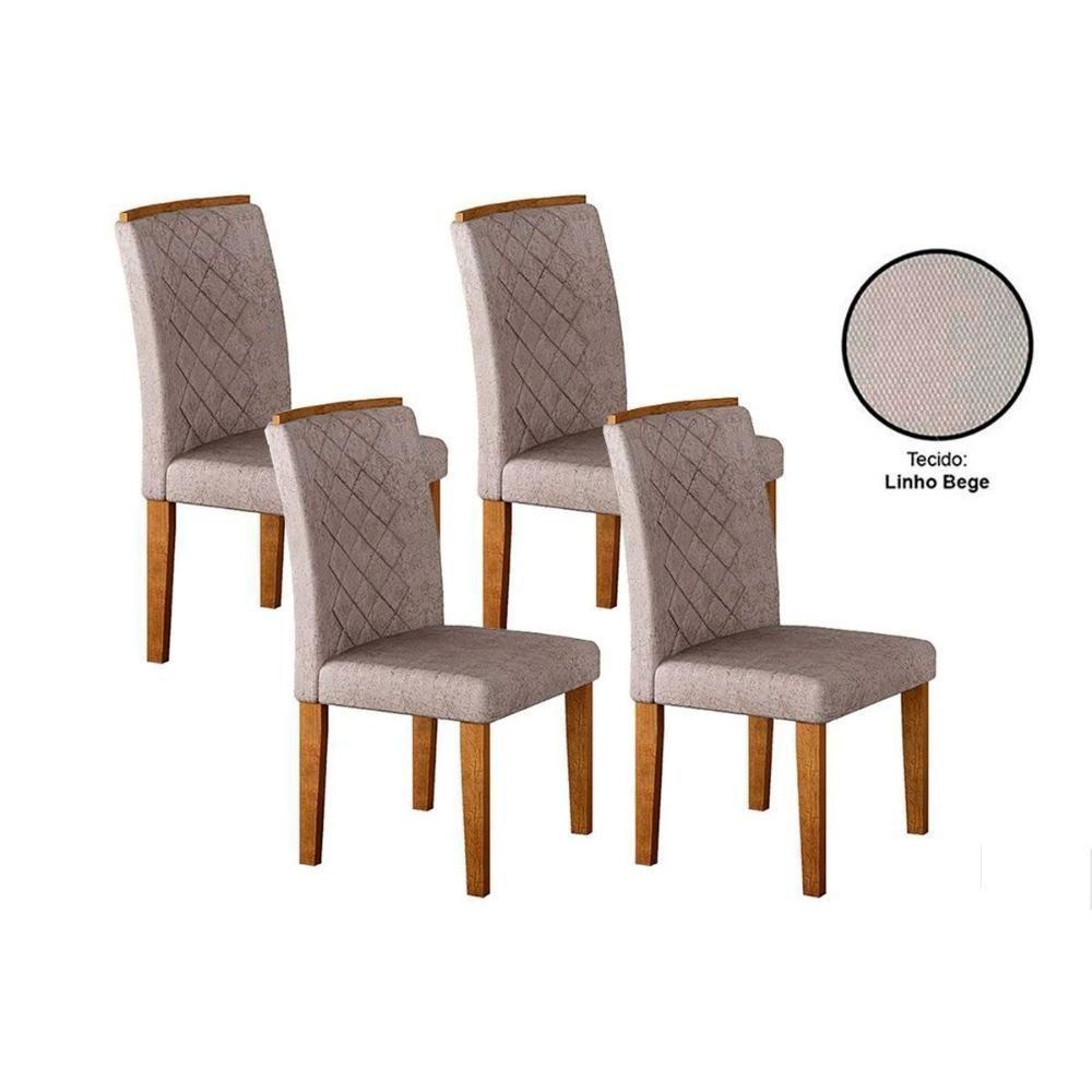 Kit 4 Cadeiras Sala Jantar Jade  4 Un Imbuia/Linho Bege - Rufato - 1