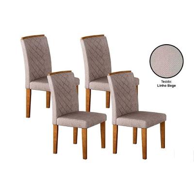 Kit 4 Cadeiras Sala Jantar Jade  4 Un Imbuia/Linho Bege - Rufato