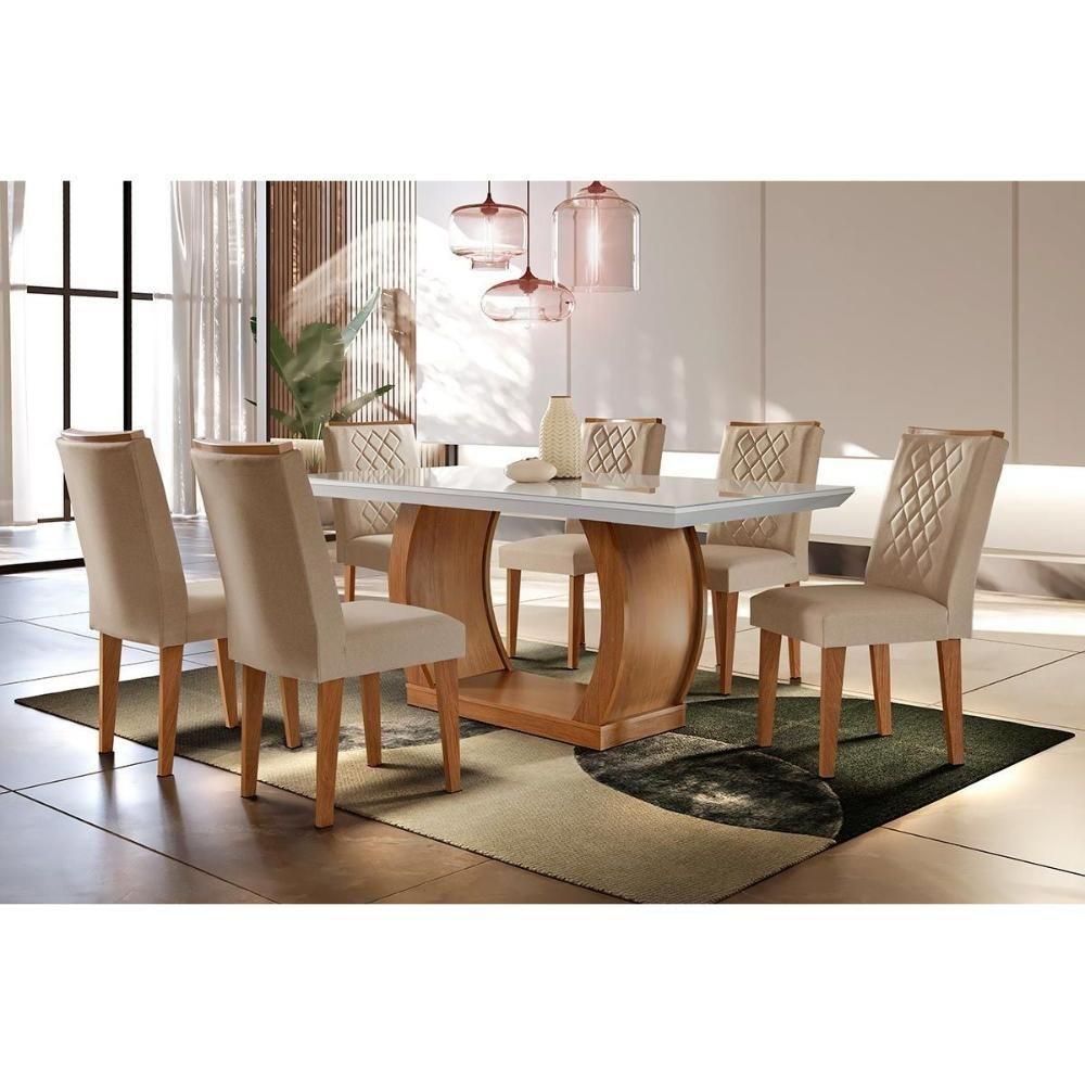 Cadeira Sala de Jantar Jade Kit 2 Un Imbuia/Linho Bouclê Creme - Rufato - 2