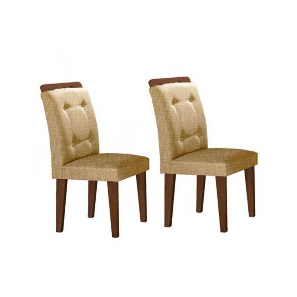 Cadeira Sala de Jantar Imperatriz Madeira Kit 2 Un Capuccino/Linho Turim - Rufato - 1