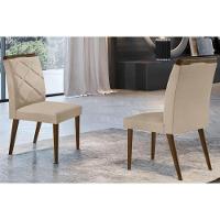 Cadeira Sala de Jantar Melissa Madeira Kit 2 Un Capuccino/Linho Bouclê Creme - Rufato - 1