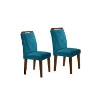 Cadeira Sala de Jantar Melissa Madeira Kit 2 Un Capuccino/Linho Bouclê Creme - Rufato