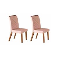 Cadeira Sala de Jantar Jade Madeira Kit 2 Un Capuccino/Veludo Creme - Rufato - 1