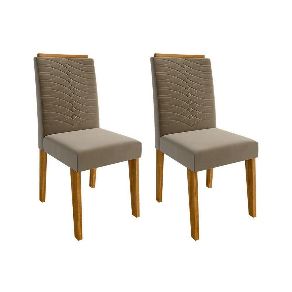 Cadeira Sala de Jantar Clarice Kit 2 Un Nature/Suede Joli - Cimol - 1