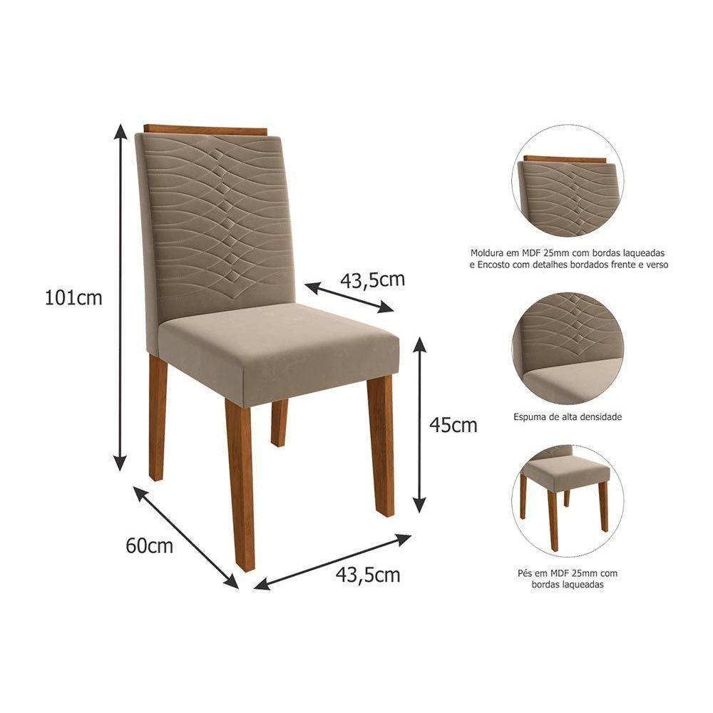 Cadeira Sala de Jantar Clarice Kit 2 Un Nature/Suede Joli - Cimol - 3