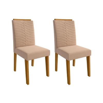 Cadeira Sala De Jantar Clarice Kit 2 Un Nature/suede Nude - Cimol