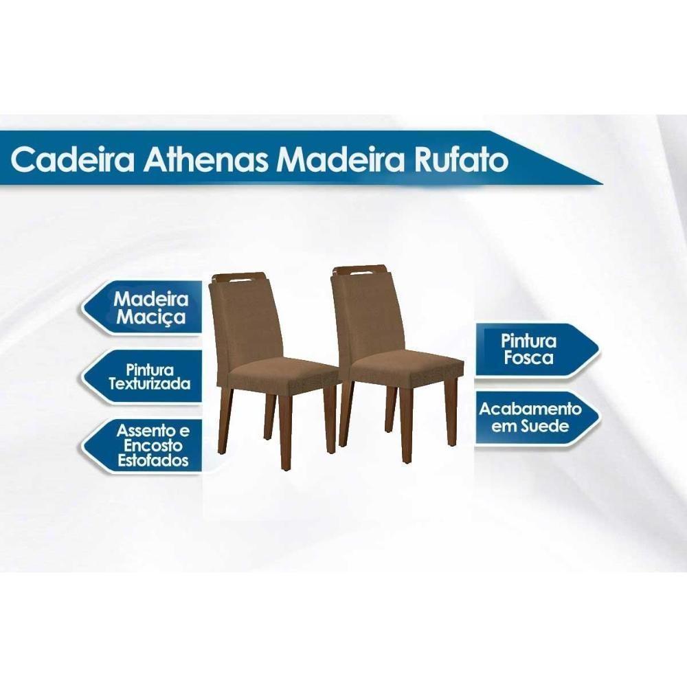 Cadeira Sala De Jantar Athenas Madeira Kit 2 Un Capuccino/veludo Pérola - Rufato - 7