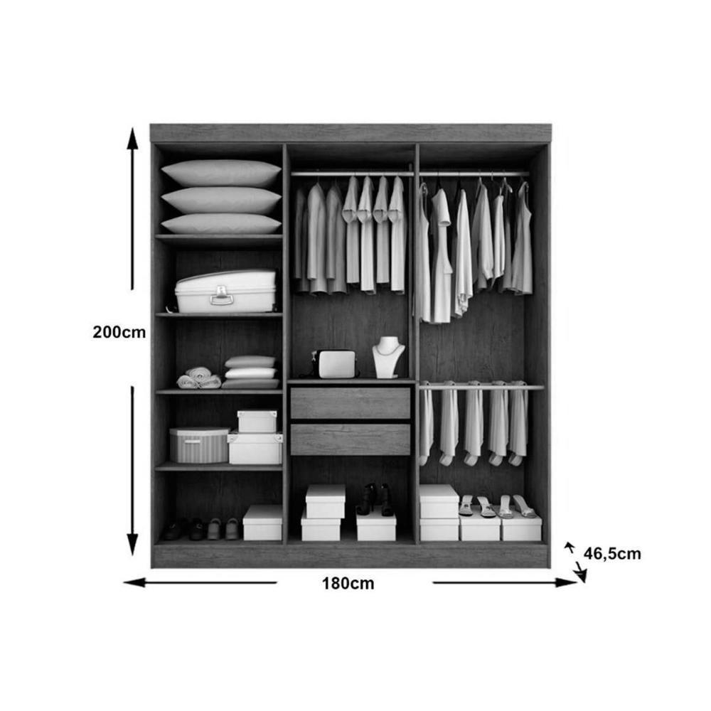 Guarda Roupa Casal 6 Portas e 2 Gavetas Espanha Naturale/Off White - Rufato - 3