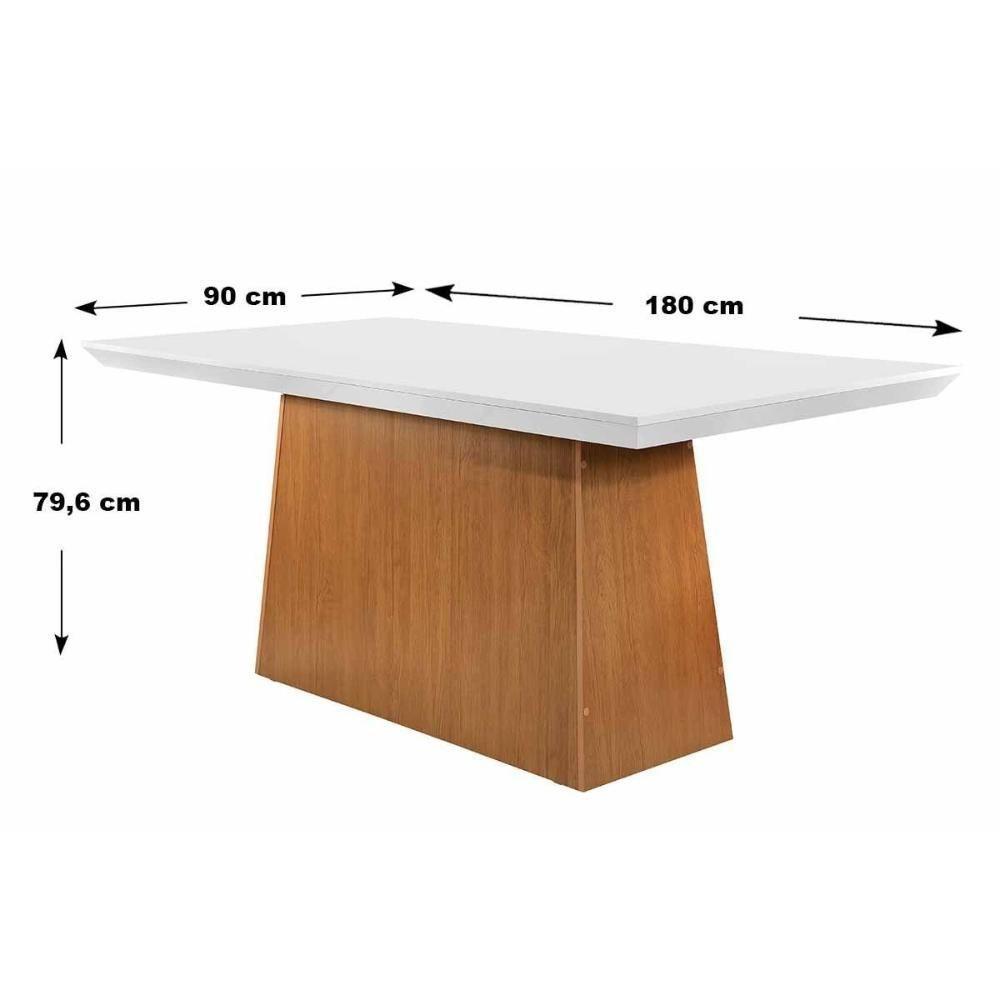Mesa de Sala Jantar Luna + Tampo Madeirado Reto 180x90cm Off White/Imbuia - Rufato - 4