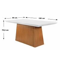 Mesa de Sala Jantar Luna + Tampo Madeirado Reto 180x90cm Off White/Imbuia - Rufato - 4