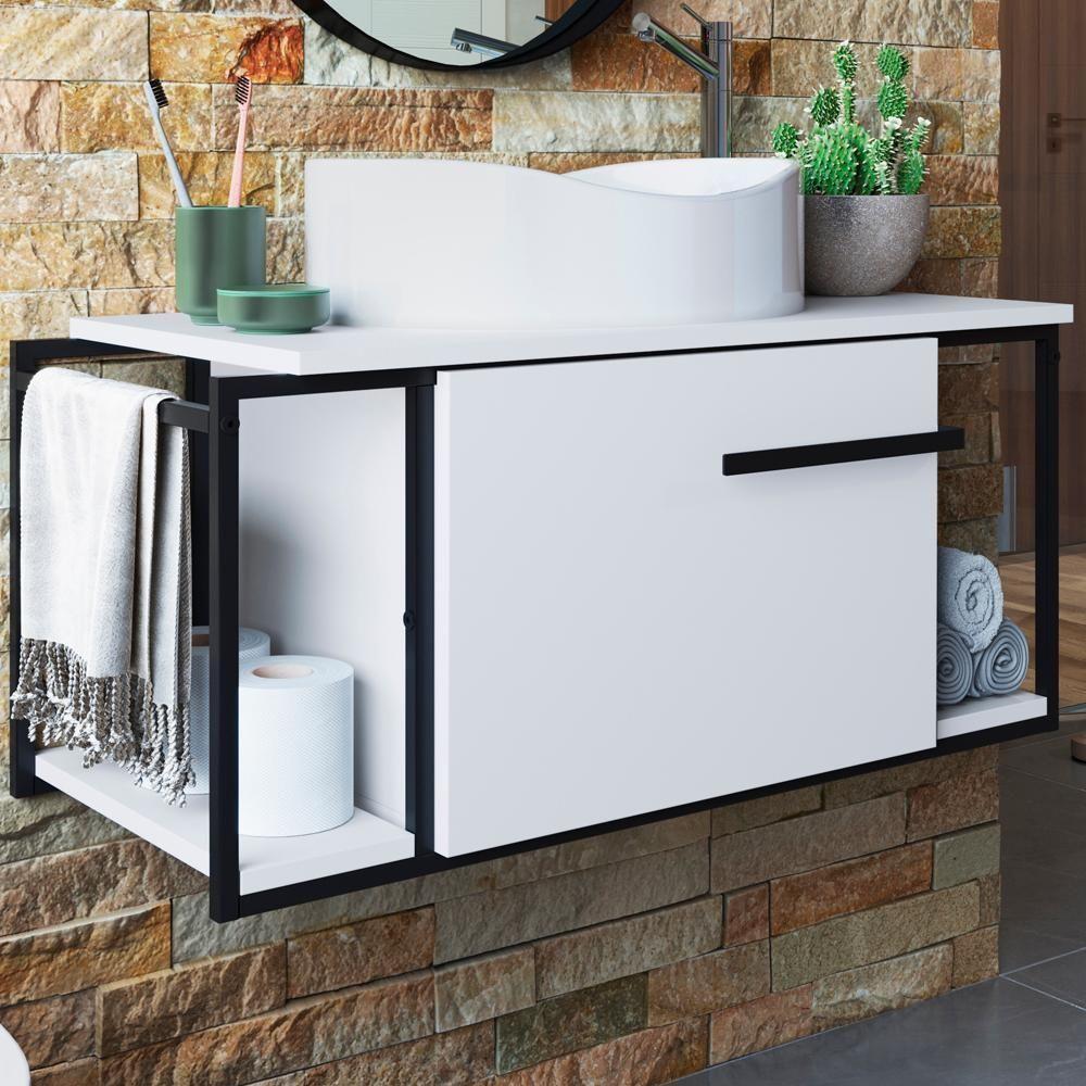 Gabinete Susp E Cuba Marmore Sintetico P1019x941012 Branco Branco Pp Branco Branco - 3