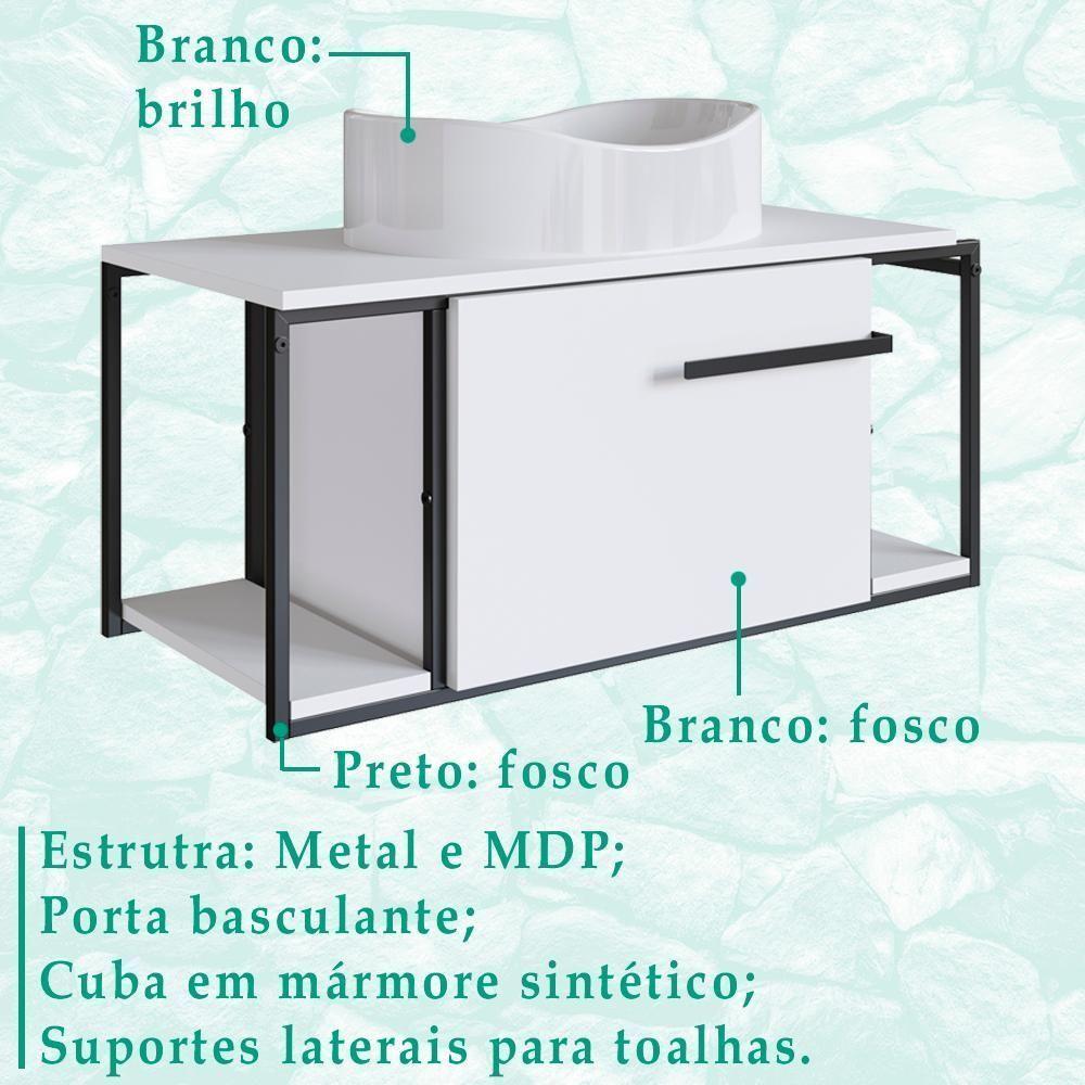 Gabinete Susp E Cuba Marmore Sintetico P1019x941012 Branco Branco Pp Branco Branco - 7