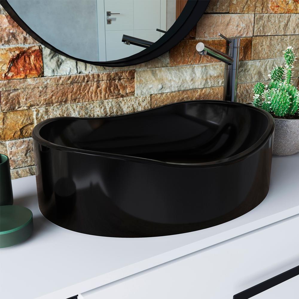 Gabinete Susp E Cuba Marmore Sintetico P1019x941012 Branco Preto Pp Branco Preto - 6