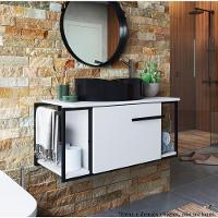 Gabinete Susp E Cuba Marmore Sintetico P1019x941012 Branco Preto Pp Branco Preto - 3