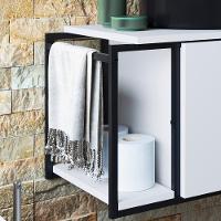 Gabinete Susp E Cuba Marmore Sintetico P1019x941012 Branco Preto Pp Branco Preto - 7