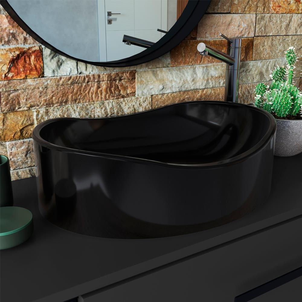 Gabinete Susp E Cuba Marmore Sintetico P1019x941012 Grafite Preto Pp Grafite Preto - 6