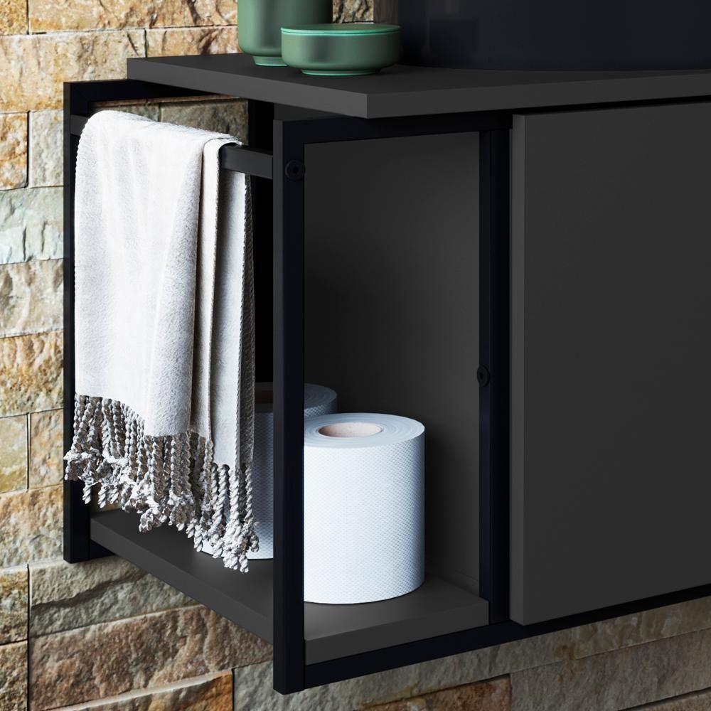 Gabinete Susp E Cuba Marmore Sintetico P1019x941012 Grafite Preto Pp Grafite Preto - 7