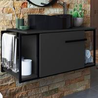 Gabinete Susp E Cuba Marmore Sintetico P1019x941012 Grafite Preto Pp Grafite Preto - 2