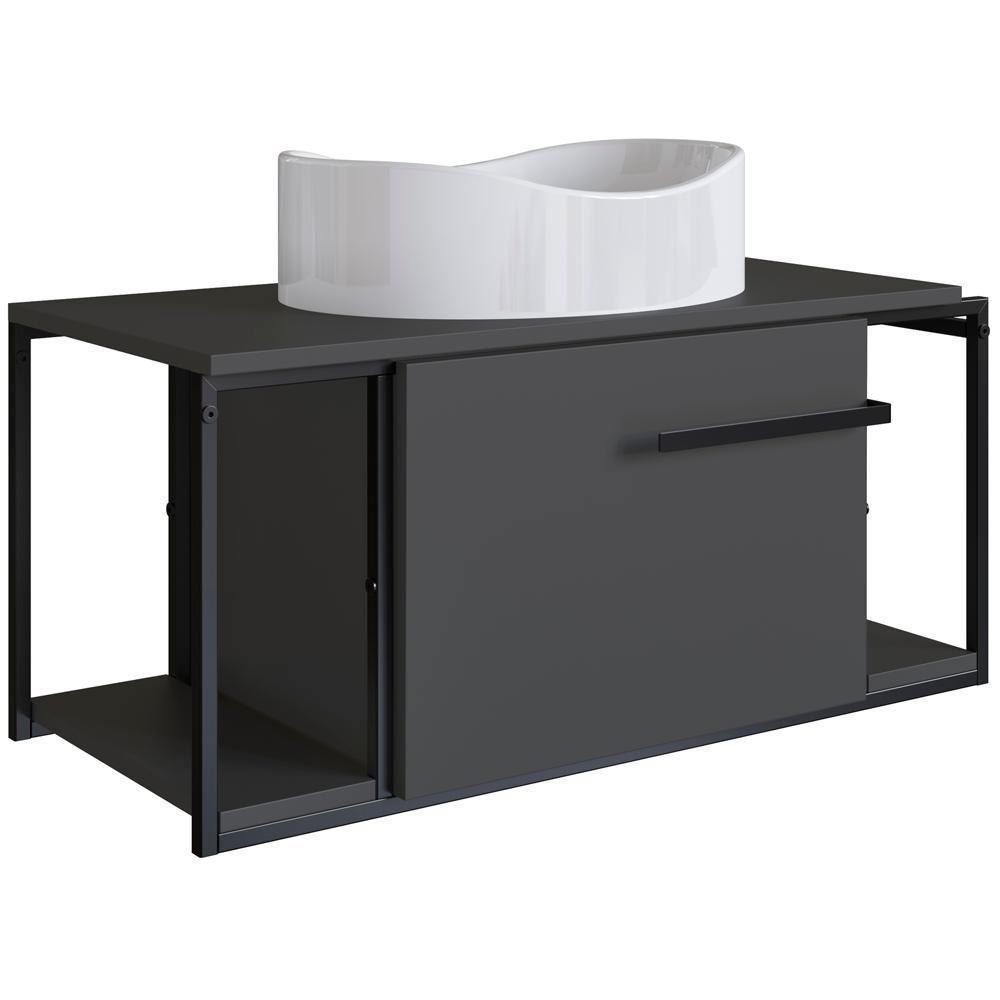 Gabinete Susp E Cuba Marmore Sintetico P1019x941012 Grafite Branco Pp Grafite Branco - 1