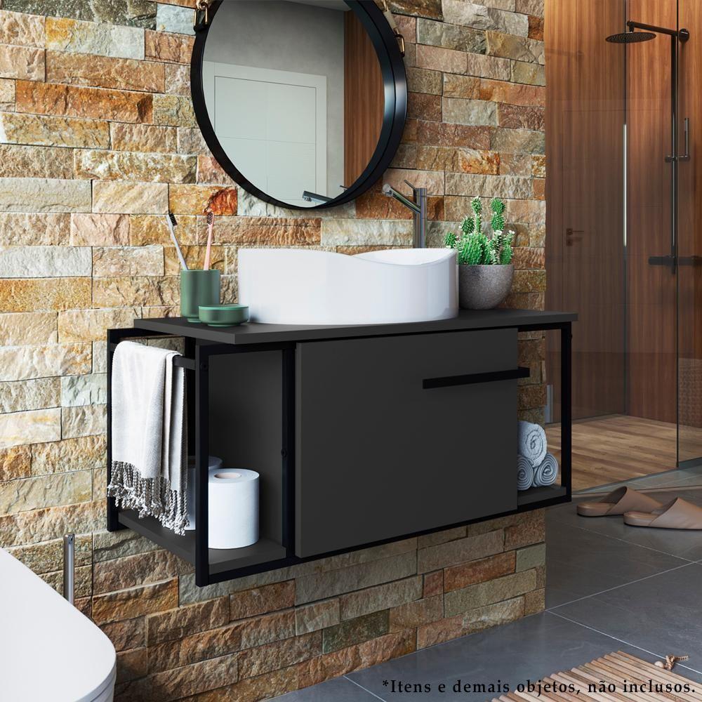 Gabinete Susp E Cuba Marmore Sintetico P1019x941012 Grafite Branco Pp Grafite Branco - 3