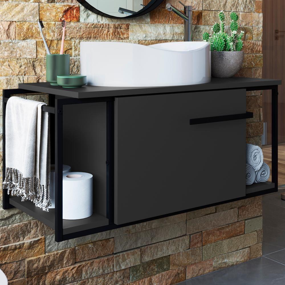 Gabinete Susp E Cuba Marmore Sintetico P1019x941012 Grafite Branco Pp Grafite Branco - 4