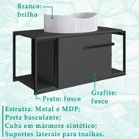 Gabinete Susp E Cuba Marmore Sintetico P1019x941012 Grafite Branco Pp Grafite Branco - 5