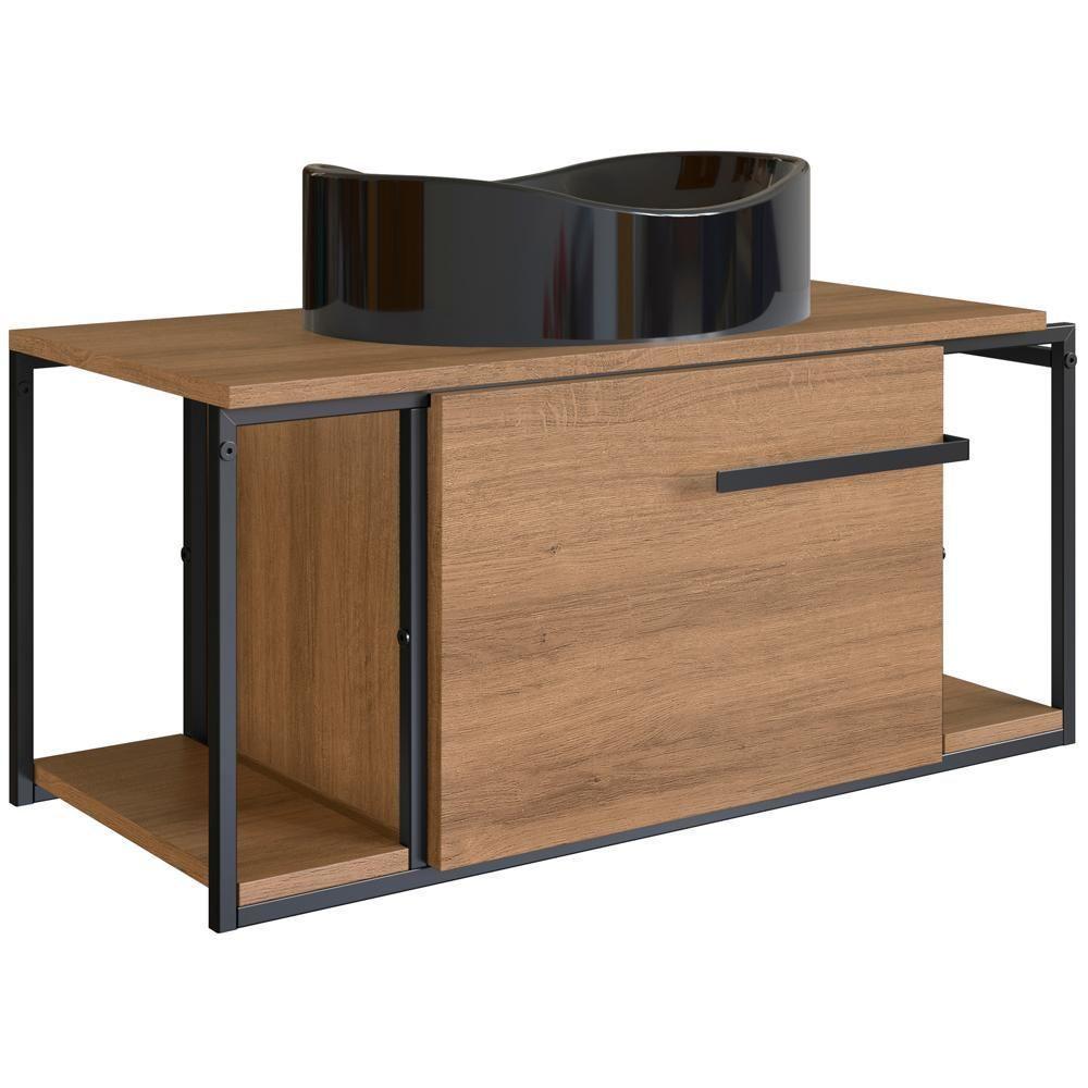 Gabinete Susp E Cuba Marmore Sintetico P1019x941012 Mell Preto Pp Mell Preto - 1