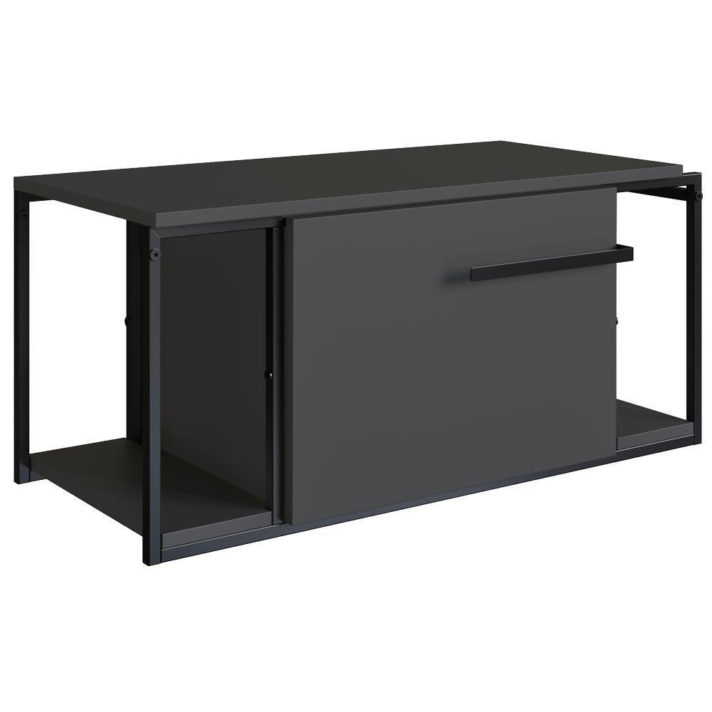 Gabinete Suspenso Para Banheiro 1 Pt Basc P1019 Preto Grafite Pp Preto Grafite - 1