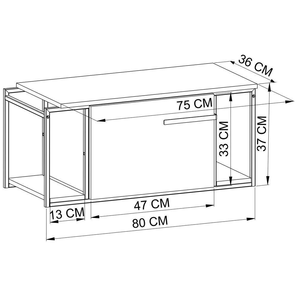 Gabinete Suspenso Para Banheiro 1 Pt Basc P1019 Preto Grafite Pp Preto Grafite - 7