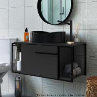 Gabinete Suspenso Para Banheiro 1 Pt Basc P1019 Preto Grafite Pp Preto Grafite